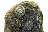 Amethyst & Green Quartz Geode on Metal Stand - Uruguay #102085-2